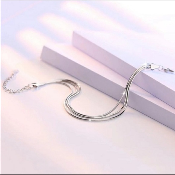NEW SILVER TRIPLE SNAKE CHAIN BRACELET - Picture 2 of 2